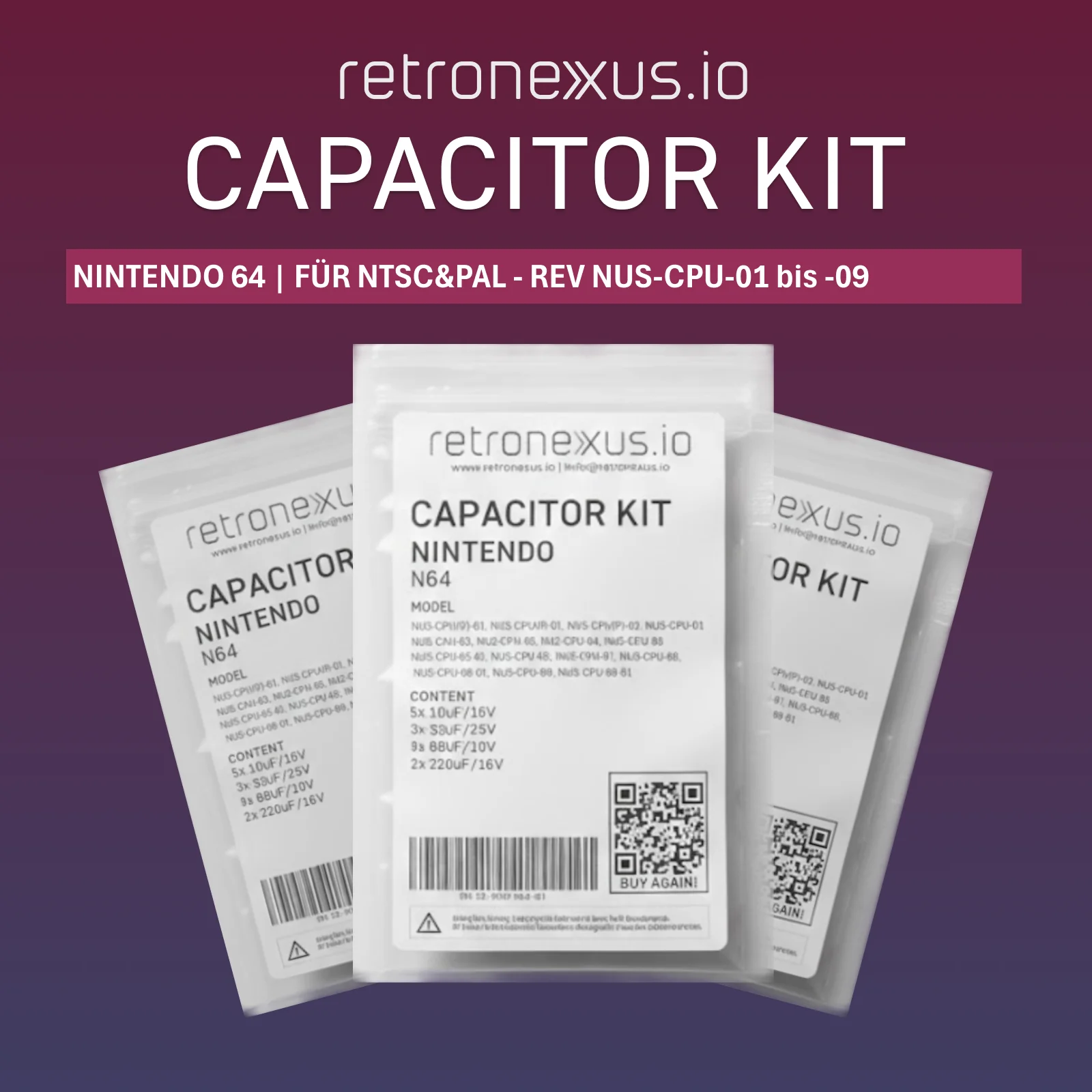Capacitor Kit Nintendo 64 Kondensatoren – SMD Recap Set alle Revisionen